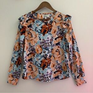 Anthropologie Porridge Floral Ruffle Blouse